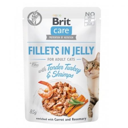 Brit Care Cat filety z indyka i krewetki w galarecie 85g