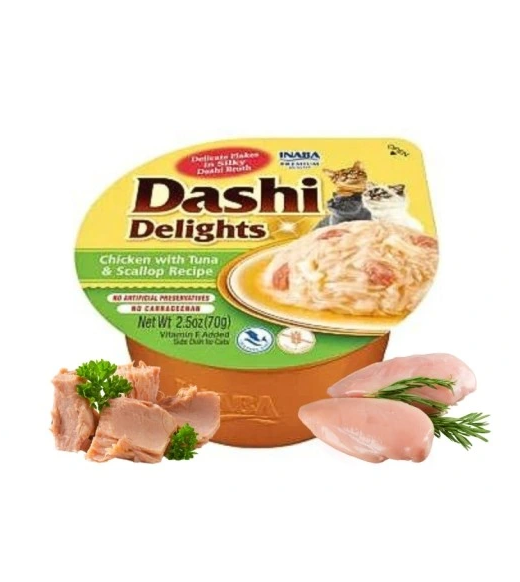 Inaba Dashi Delights kurczak z tuńczykiem i przegrzebkami