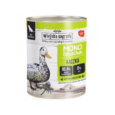WIEJSKA ZAGRODA karma mokra dla psa monobiałkowa kaczka 800g