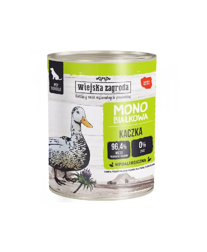 WIEJSKA ZAGRODA karma mokra dla psa monobiałkowa kaczka 800g
