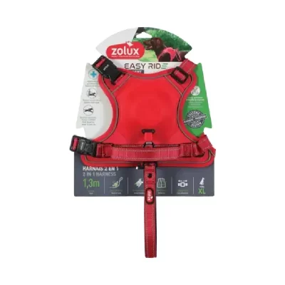 Szelki ze smyczą automatyczną Easyride XL czerwone