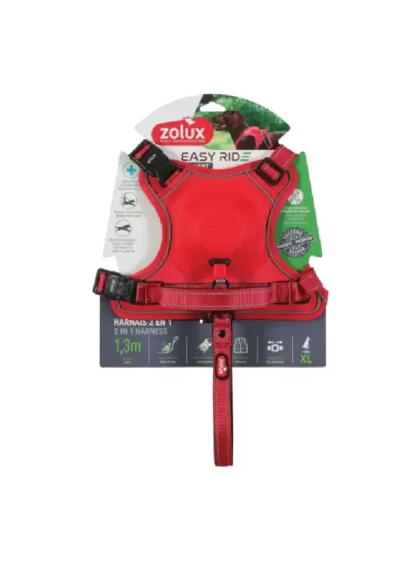 Szelki ze smyczą automatyczną Easyride XL czerwone