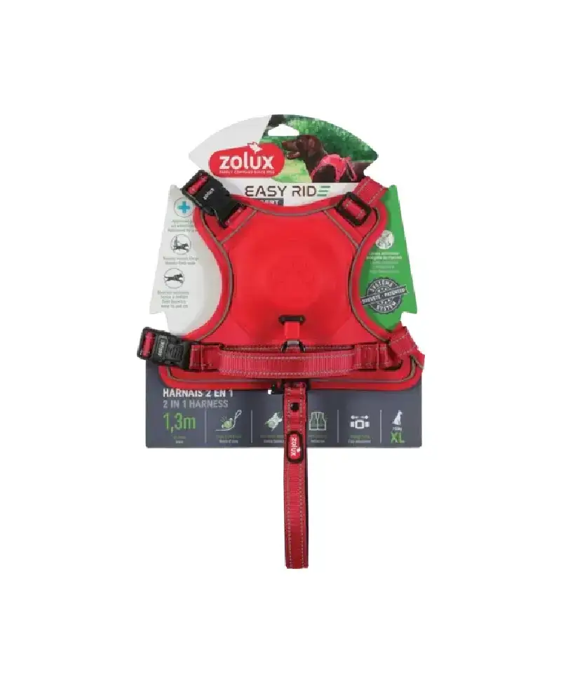 Szelki ze smyczą automatyczną Easyride XL czerwone