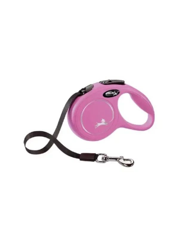 Smycz automatyczna New Classic taśma XS 3m różowa