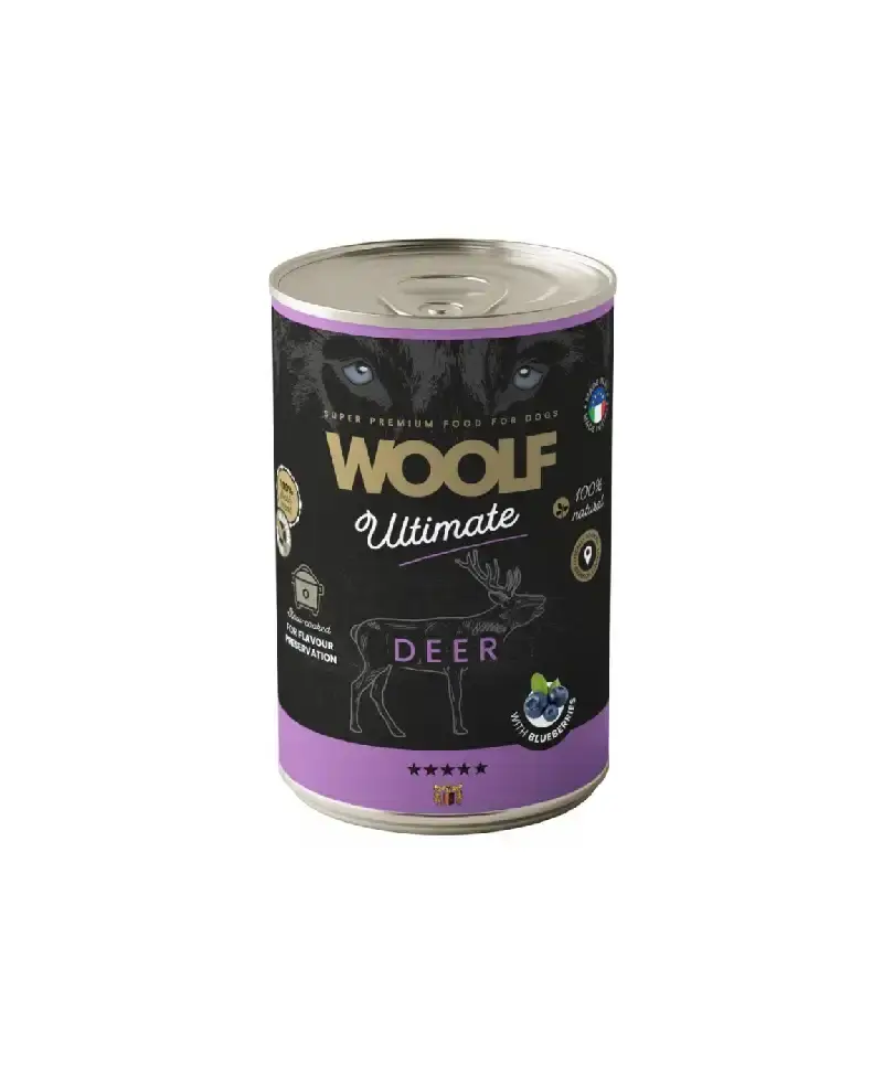 Woolf Ultimate Dog Can Deer&bluberries 400g