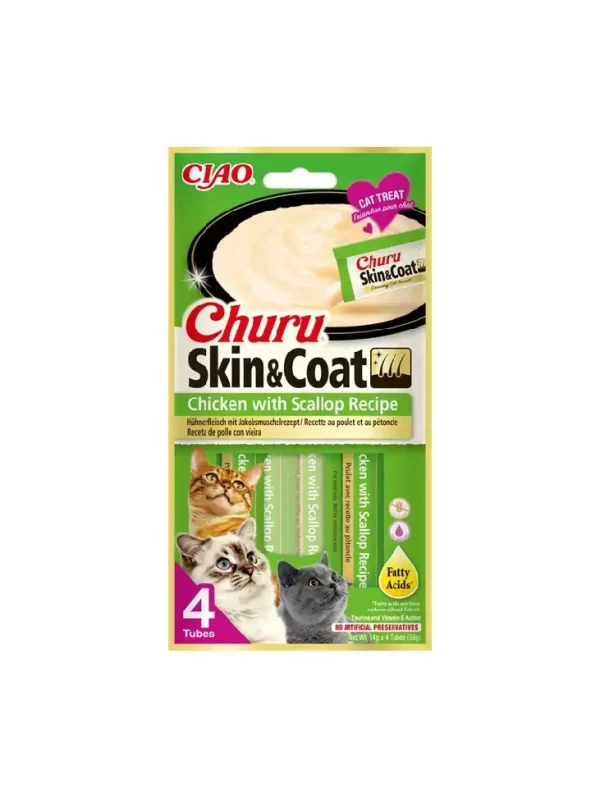 Inaba Cat Churu Skin&Coat Chicken Scal 4x14g
