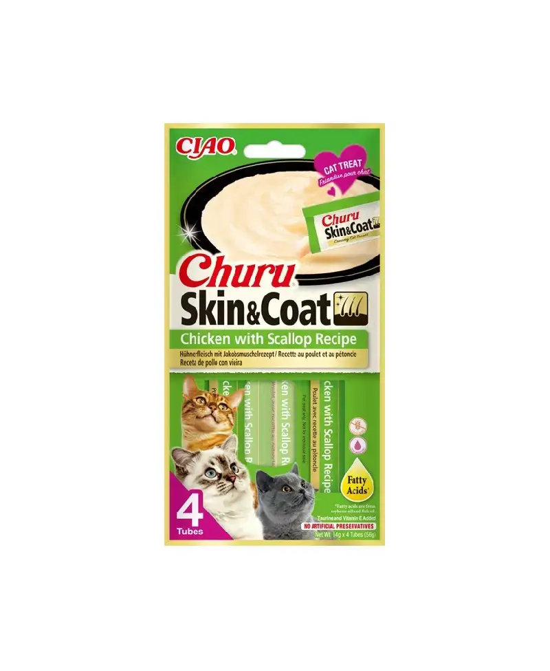 Inaba Cat Churu Skin&Coat Chicken Scal 4x14g