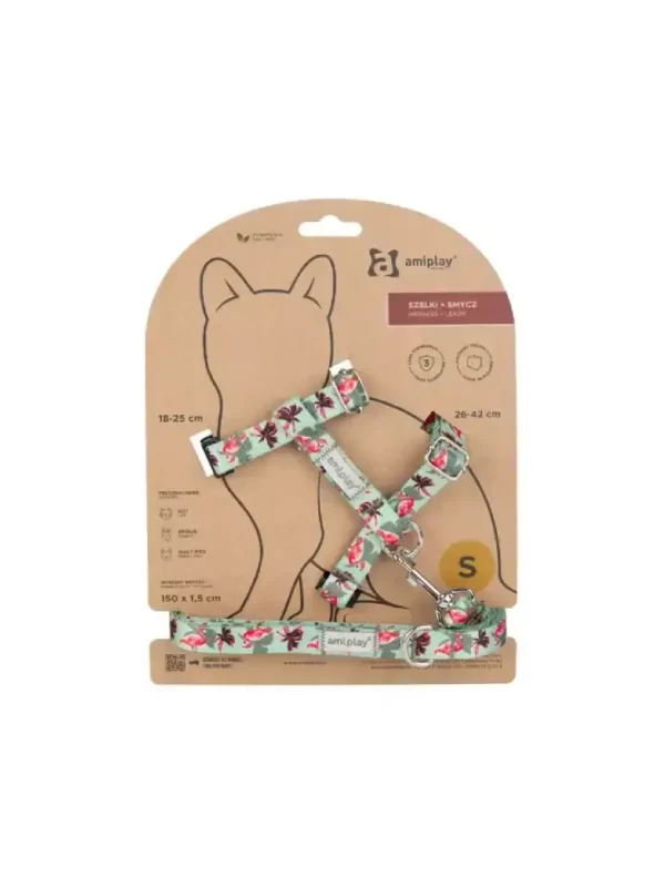 Szelki+ smycz Be Happy Cat M Flamingo
