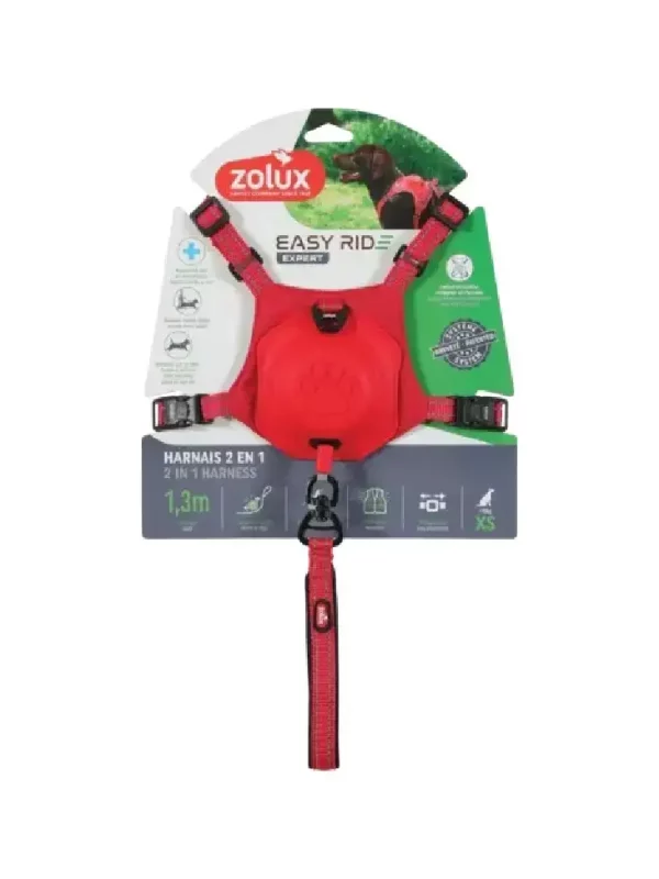 ZOLUX Szelki dla psa ze smyczą automatyczną Easyride XS czerwone