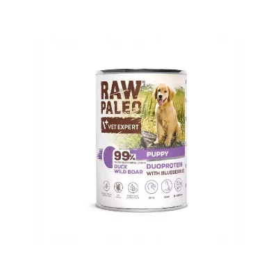 Raw Paleo VetExpert Puppy - Kaczka & Dzik - Duoproteinowa Karma mokra 400g