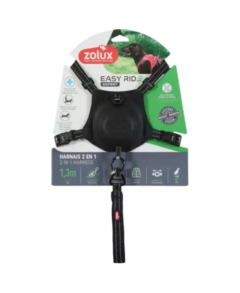 Szelki ze smyczą automatyczną Easyride S czarne