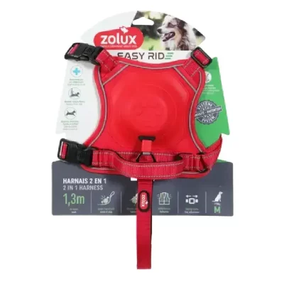 Szelki ze smyczą automatyczną Easyride M czerwone