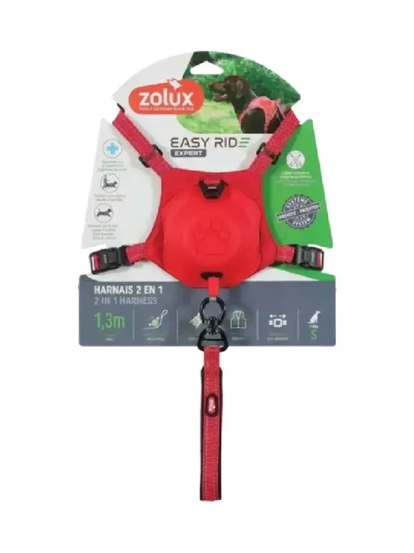 Szelki ze smyczą automatyczną Easyride S czerwone