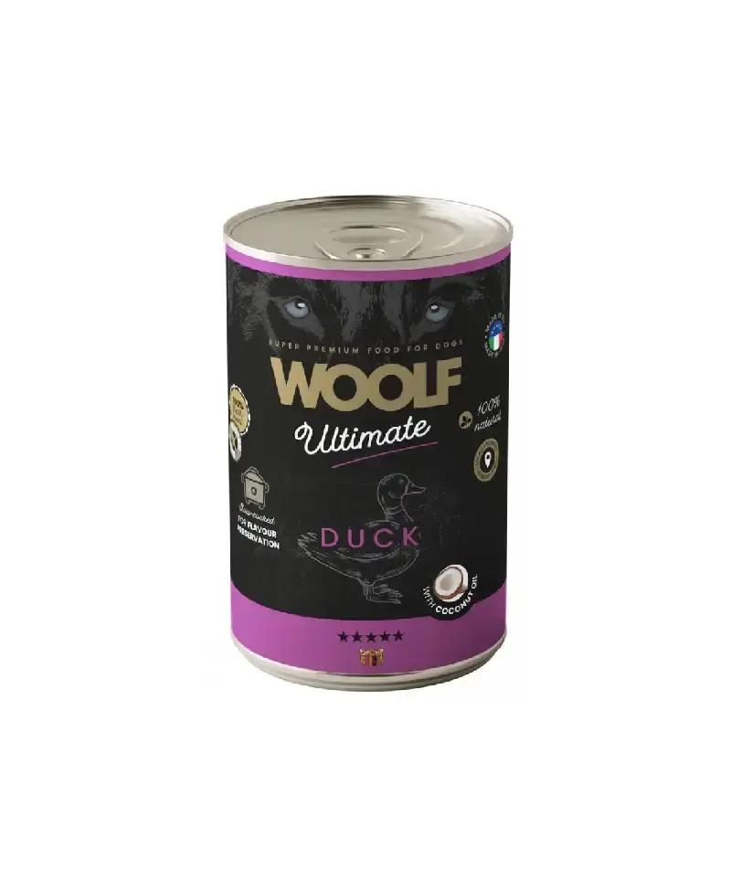 Woolf Ultimate Dog Can Duck&Cocconut oil 400g