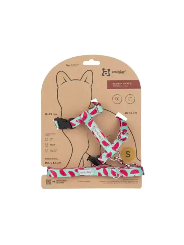 Szelki+ smycz Be Happy Cat M Watermelon