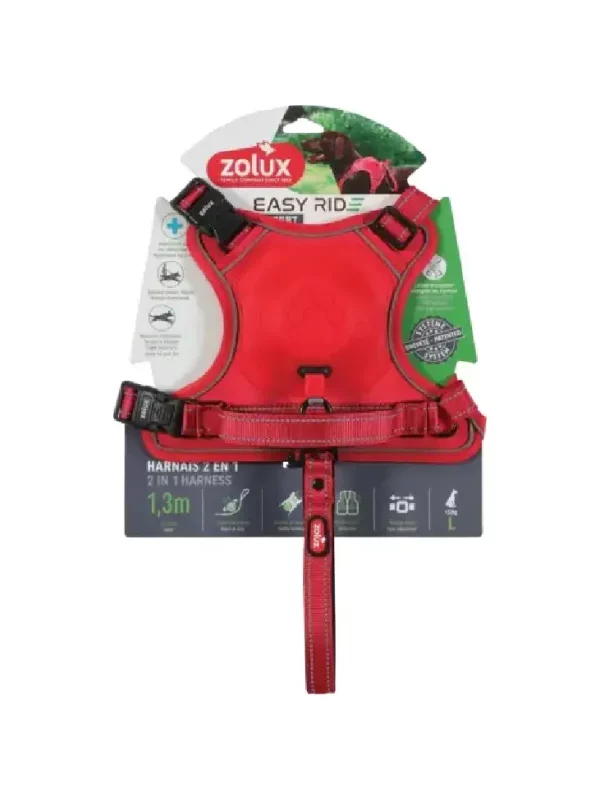 Szelki ze smyczą automatyczną Easyride L czerwone
