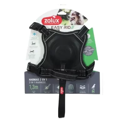 Szelki ze smyczą automatyczną Easyride M czarne