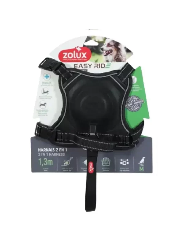 Szelki ze smyczą automatyczną Easyride M czarne