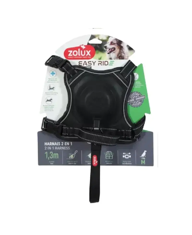 Szelki ze smyczą automatyczną Easyride M czarne