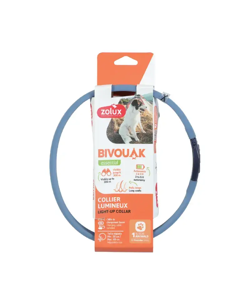 Obroża LED silikonowa sierść długa BIVOUAK