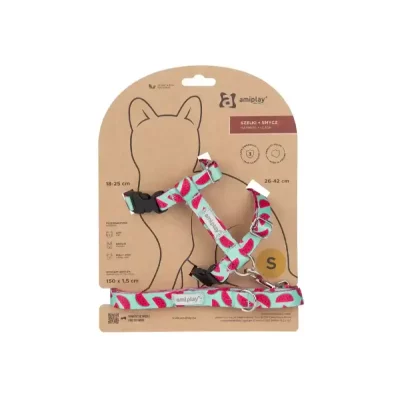 Szelki+ smycz Be Happy Cat S watermelon