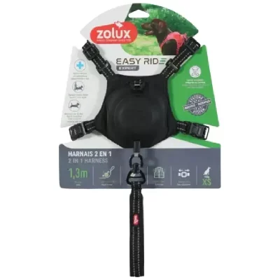 ZOLUX Szelki dla psa ze smyczą automatyczną Easyride XS czarne