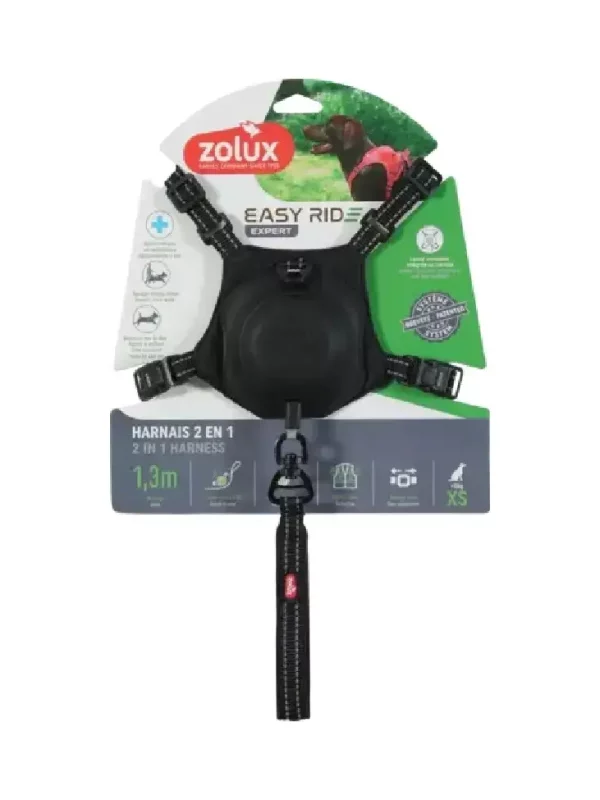 ZOLUX Szelki dla psa ze smyczą automatyczną Easyride XS czarne