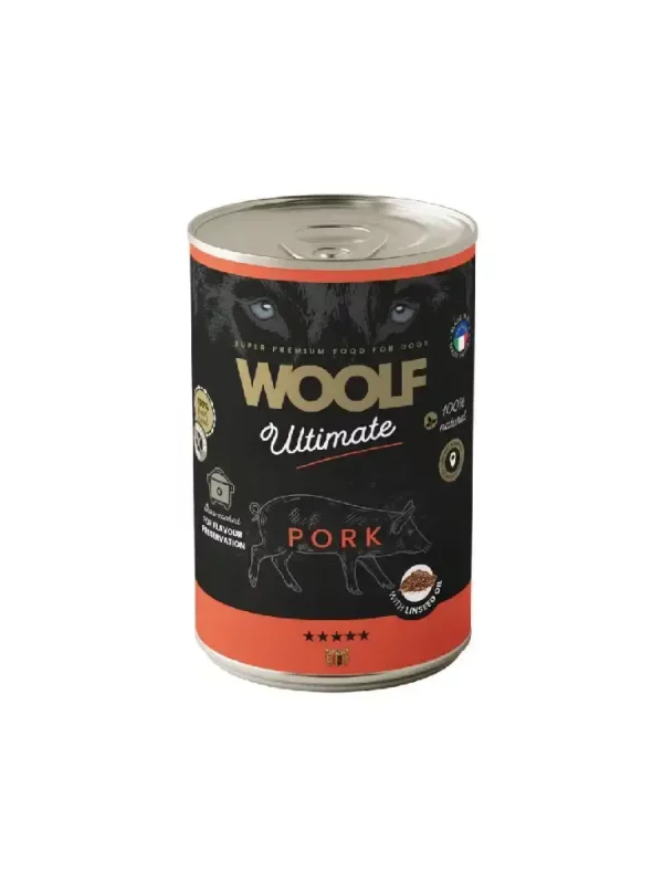 Woolf Ultimate Dog Can Pork&Linseed oil 400g