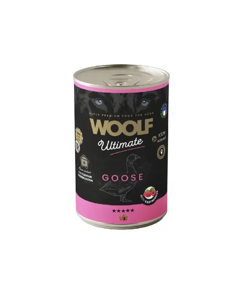 Woolf Ultimate Dog Can Goose&Rasperry 400g