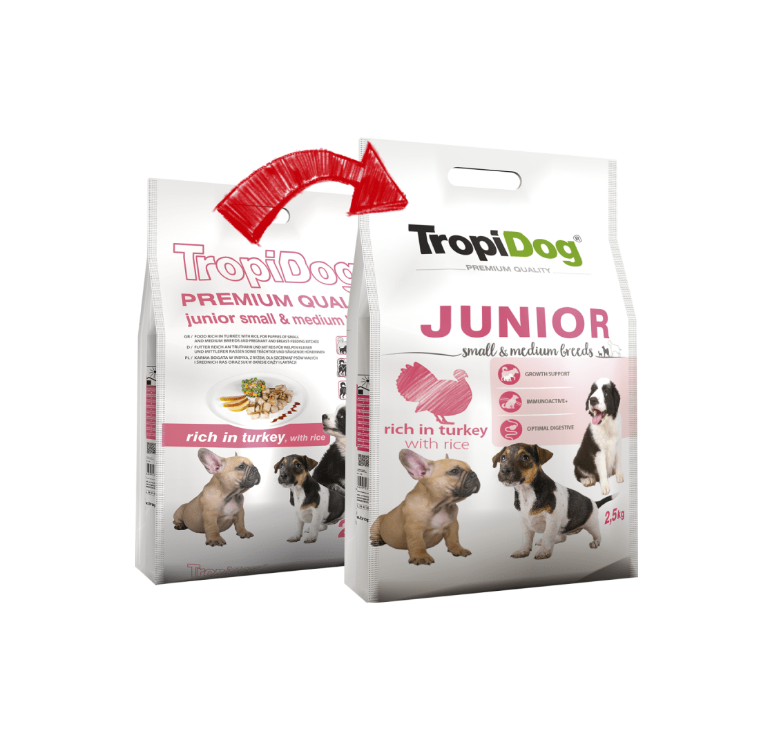 TROPIDOG PREMIUM JUNIOR SMALL&MEDIUM BREEDS- RICH IN TURKEY 2,5kg