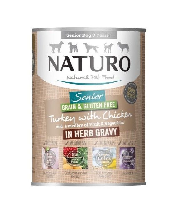Naturo senior indyk z kurczakiem  w sosie ziołowym 390g