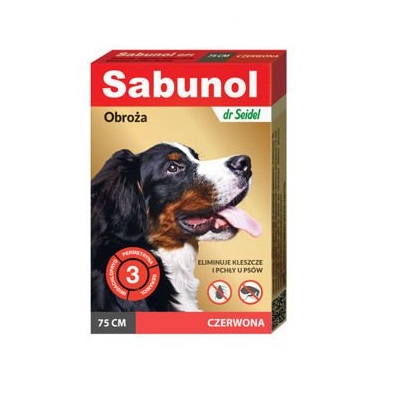 Sabunol czerwona obroża przeciw pchłom i kleszczom dla psa 75 cm