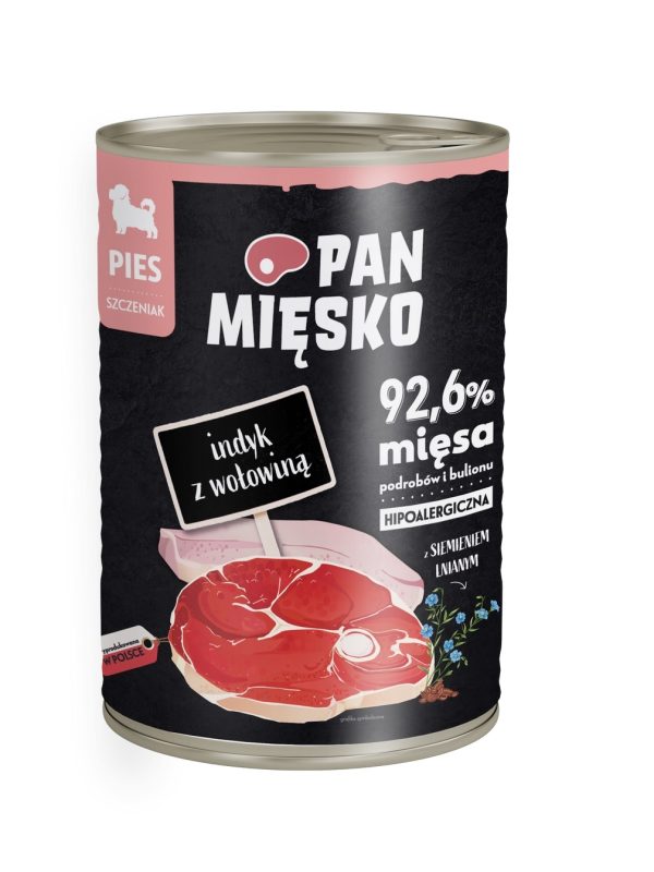 Pan Mięsko Indyk z wołowiną dla szczeniąt 400g