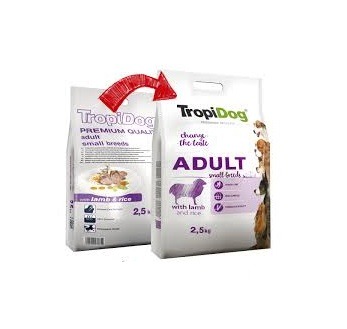 TROPIDOG PREMIUM ADULT SMALL BREEDS- LAMB& RICE 2,5kg