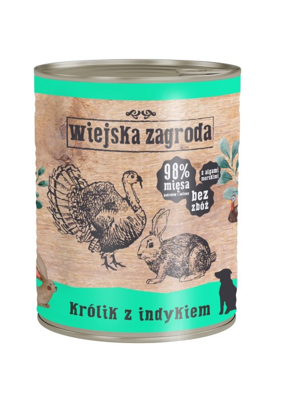 Wiejska Zagroda Królik z indykiem 800g