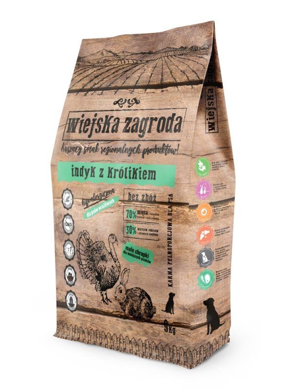 Wiejska Zagroda indyk z królikiem dla psa 9kg