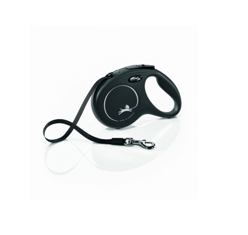 Smycz Flexi New Classic M Taśma 5m 25kg Czarna