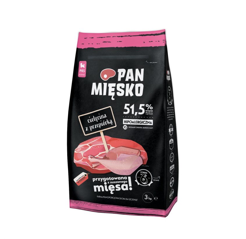 Pan Mięsko cielęcina z przepiórką dla szczeniąt XS 3kg