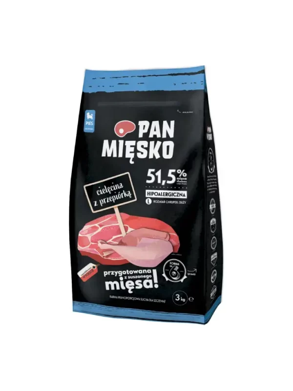 Pan Mięsko cielęcina z przepiórką L dla szczeniąt 3kg