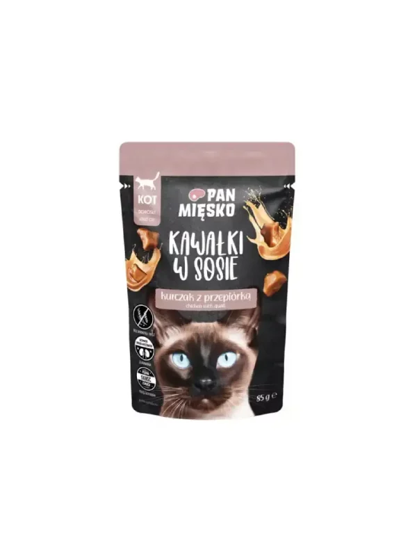 Pan Mięsko kot kawałki w sosie kurczak z przepiórką 85g