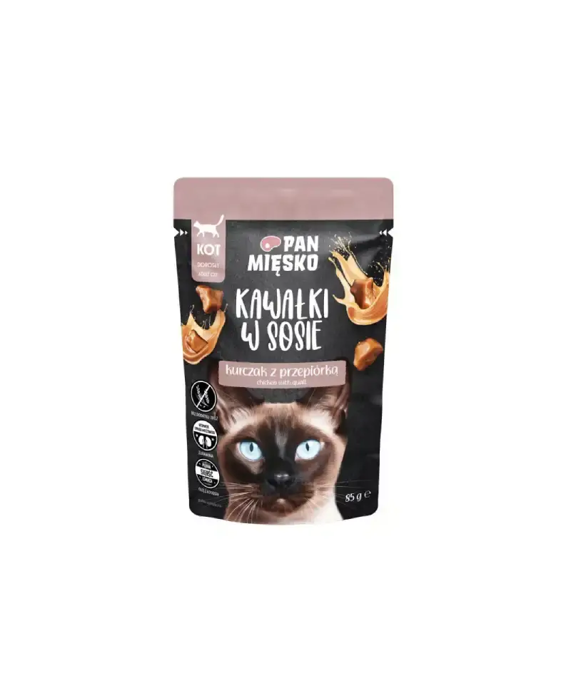 Pan Mięsko kot kawałki w sosie kurczak z przepiórką 85g