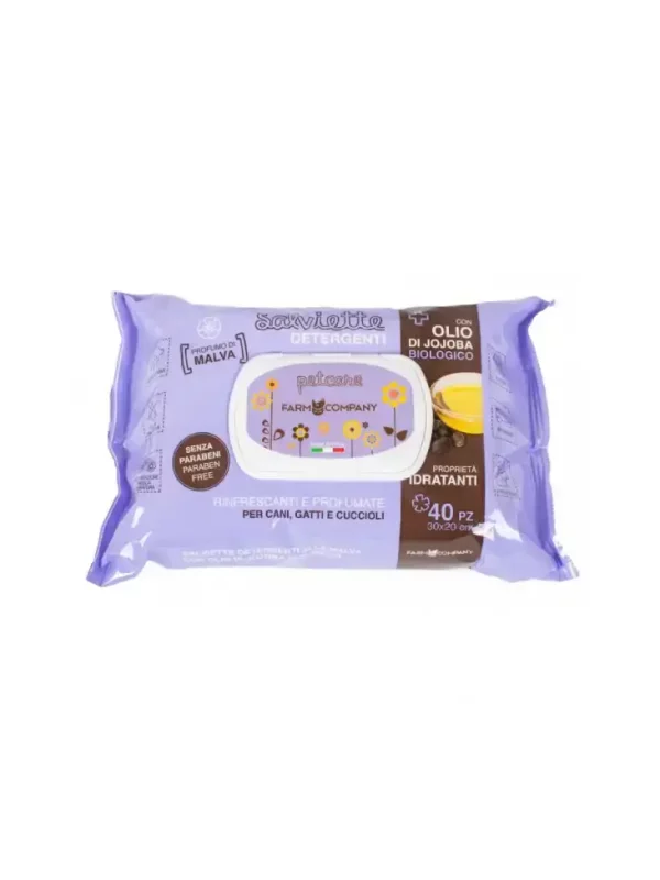 Farm Company Chusteczki do czyszczenia dla zwierząt Jojoba Olejek Organiczny i malwa 40szt.