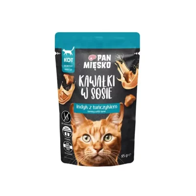 Pan Mięsko kot kawałki w sosie Indyk z tuńczykiem 85g