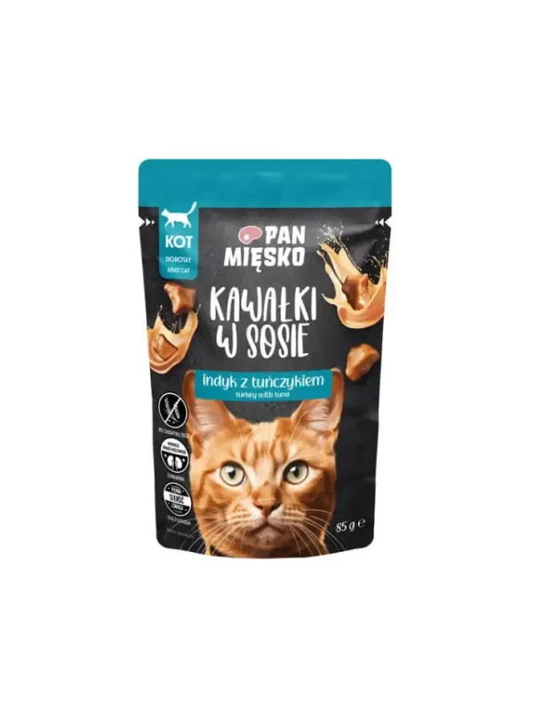 Pan Mięsko kot kawałki w sosie Indyk z tuńczykiem 85g
