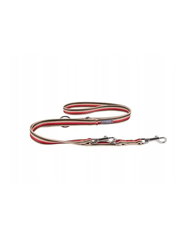 amiplay Smycz przepinana 6in1 Popular 100-200cm L Czerwono-oliwkowa