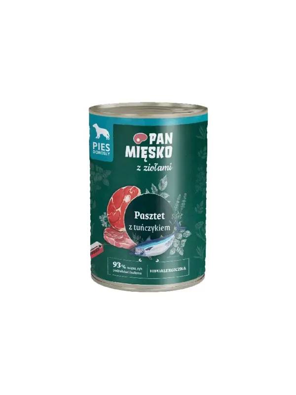 PAN MIĘSKO z Ziołami Pasztet z Tuńczykem dla psa 400g