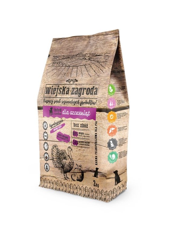 Wiejska Zagroda indyk z jabłkiem dla szczeniąt 2kg