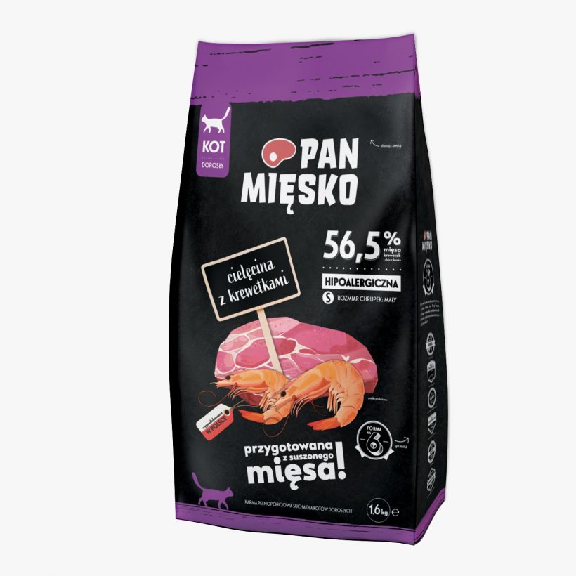 Pan Mięsko dla kota Cielęcina z krewetkami S 1,6kg