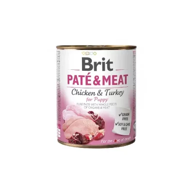 BRIT Paté & Meat Chicken & Turkey For Puppy 800g