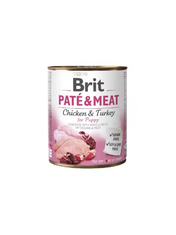 BRIT Paté & Meat Chicken & Turkey For Puppy 800g